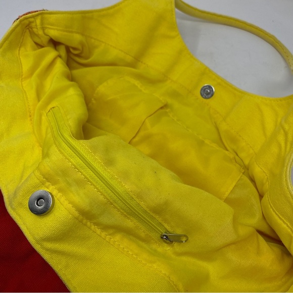 Disney Parks large cotton tote bag red pink yellow Orange snap closure Mickey - Picture 6 of 6